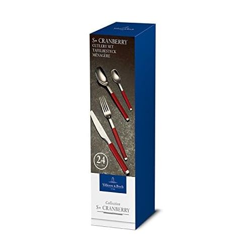  Visit the Villeroy & Boch Store Villeroy & Boch - S+ Cranberry 24-piece cutlery set, high-quality stainless steel cutlery with silicone handle for up to 6 people, dishwasher-safe, red