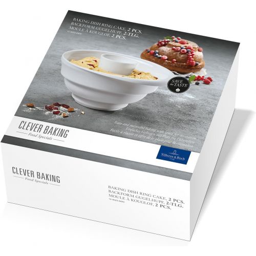  Visit the Villeroy & Boch Store Villeroy & Boch Clever Baking Bundt Set 2-Piece Premium Porcelain, White, 25 x 25 x 12 cm, 2 Units