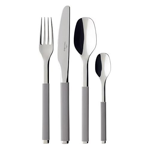  Visit the Villeroy & Boch Store Villeroy & Boch - S+ Taupe 24-piece cutlery set, high-quality stainless steel cutlery with silicone handle for up to 6 people, dishwasher safe, grey