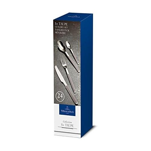  Visit the Villeroy & Boch Store Villeroy & Boch - S+ Taupe 24-piece cutlery set, high-quality stainless steel cutlery with silicone handle for up to 6 people, dishwasher safe, grey