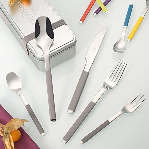  Visit the Villeroy & Boch Store Villeroy & Boch - S+ Taupe 24-piece cutlery set, high-quality stainless steel cutlery with silicone handle for up to 6 people, dishwasher safe, grey