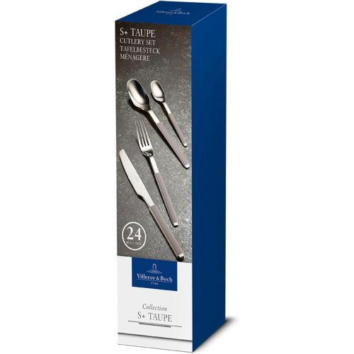  Visit the Villeroy & Boch Store Villeroy & Boch - S+ Taupe 24-piece cutlery set, high-quality stainless steel cutlery with silicone handle for up to 6 people, dishwasher safe, grey