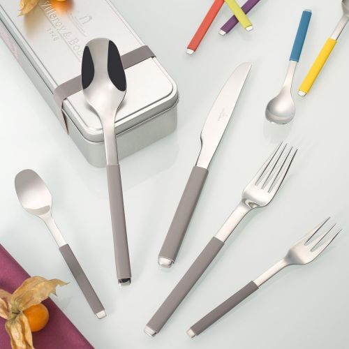  Visit the Villeroy & Boch Store Villeroy & Boch - S+ Taupe 24-piece cutlery set, high-quality stainless steel cutlery with silicone handle for up to 6 people, dishwasher safe, grey