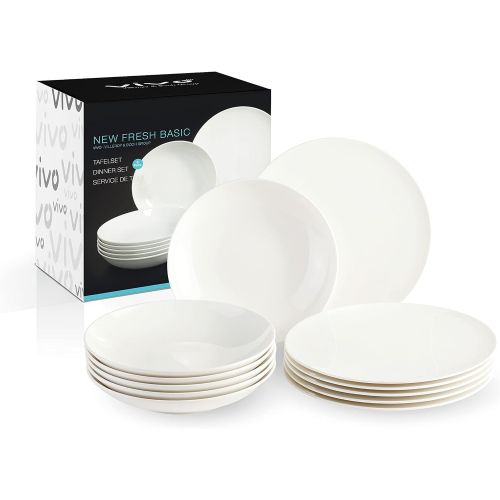  Visit the Villeroy & Boch Store vivo by Villeroy & Boch Group New Fresh Basic dinner service for up to 6 people, 12 pieces, premium porcelain, white