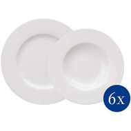 [아마존베스트]Villeroy & Boch 19-5277-7611 Basic White Dinner Set 12 Pieces, Premium Porcelain