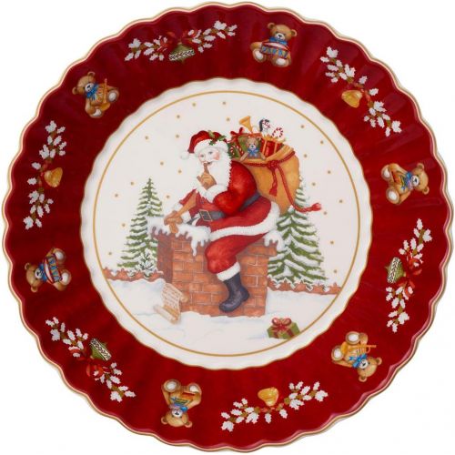  [아마존베스트]Villeroy & Boch Toys Fantasy Large Bowl Santa on Roof, Premium Porcelain, Red, Colourful, 25 x 25 x 5 cm