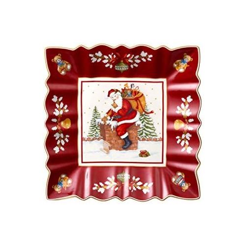  [아마존베스트]Villeroy & Boch Toys Fantasy Bowl Square Santa on Roof, Premium Porcelain, Red, Colourful, 23 x 23 x 3.5 cm