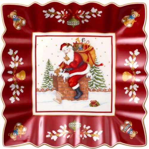  [아마존베스트]Villeroy & Boch Toys Fantasy Bowl Square Santa on Roof, Premium Porcelain, Red, Colourful, 23 x 23 x 3.5 cm