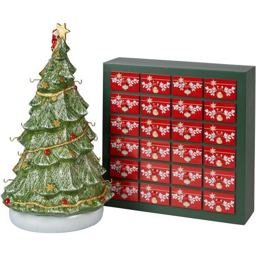  [아마존베스트]Villeroy & Boch Christmas Toys Memory Advent Calendar 3D Tree, Hard Porcelain, Wood, Plastic, Colourful, 25 x 32 x 43 cm