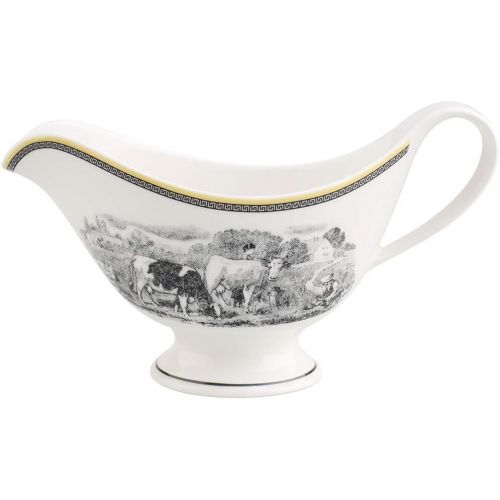  [아마존베스트]Villeroy & Boch 1010673407 Audun Ferme Gravy Boat, 13.5 oz, White/Gray/Yellow