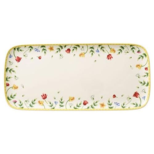  [아마존베스트]Villeroy & Boch Spring Awakening Cake Plate, 35x16 cm, Premium Porcelain, White/Colourful