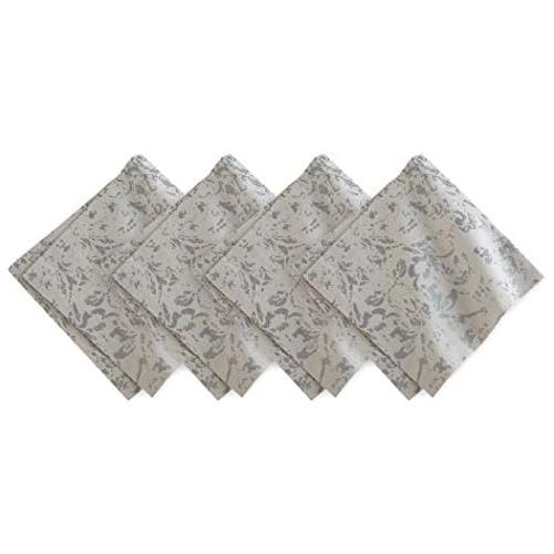  [아마존베스트]Villeroy & Boch Villeroy and Boch Metallic Damask Linen Cotton Fabric Napkin (Set of 4), 21x21, Dove Gray