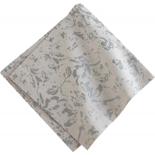  [아마존베스트]Villeroy & Boch Villeroy and Boch Metallic Damask Linen Cotton Fabric Napkin (Set of 4), 21x21, Dove Gray