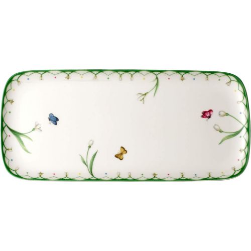  [아마존베스트]Villeroy & Boch 1486632221 Colorful Spring Sandwich Tray, 13.75 x 6.25 in, White