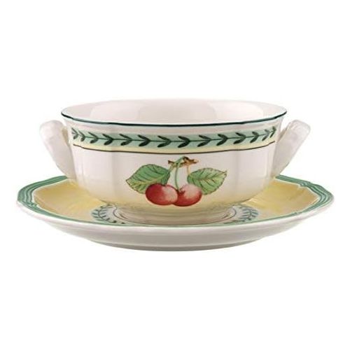  [아마존베스트]Villeroy & Boch 1022812510 French Garden Fleurence Cream Soup Cup, 12 oz, White/Multicolored