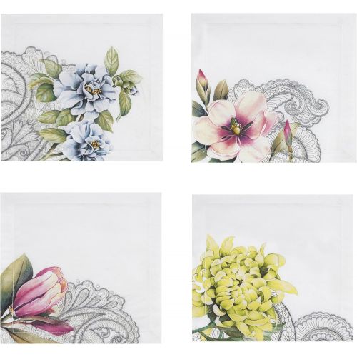  [아마존베스트]Villeroy & Boch Villeroy and Boch Floral Embroidered Tea Napkin (Set of 4), 6x6, Multicolor
