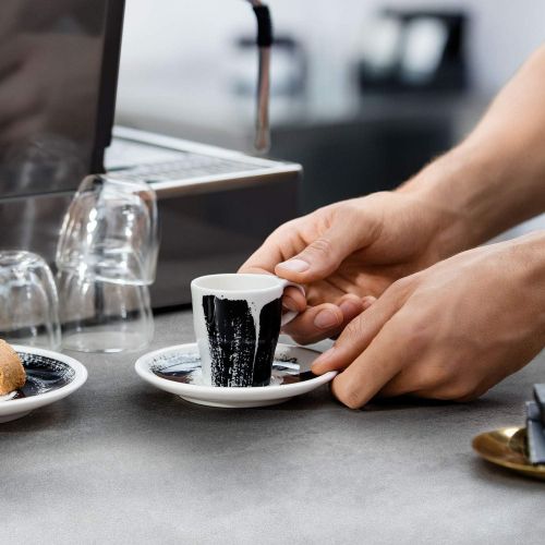  [아마존베스트]Villeroy & Boch 1042489120 Coffee Passion Awake Espresso Cup & Saucer Set, 3 oz, Black/White