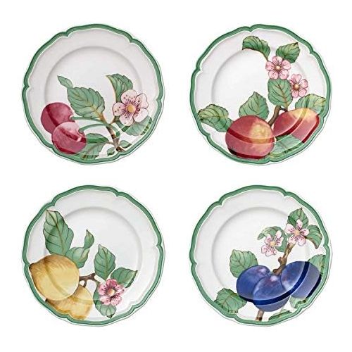  [아마존베스트]Villeroy & Boch 1042478660 French Garden Modern Fruits Salad Plate : Assorted Set of 4, 8.25 in, White/Colored