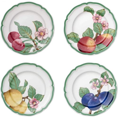  [아마존베스트]Villeroy & Boch 1042478660 French Garden Modern Fruits Salad Plate : Assorted Set of 4, 8.25 in, White/Colored