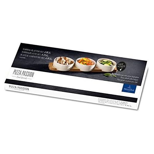  [아마존베스트]Pizza Passion 4 Piece Topping Bowl Set by Villeroy & Boch - Premium Porcelain - Made in Germany - Dishwasher and Microwave Safe Bowls - 18.75 x 4.25 x 2 Inches