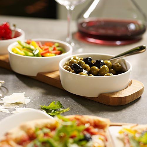  [아마존베스트]Pizza Passion 4 Piece Topping Bowl Set by Villeroy & Boch - Premium Porcelain - Made in Germany - Dishwasher and Microwave Safe Bowls - 18.75 x 4.25 x 2 Inches