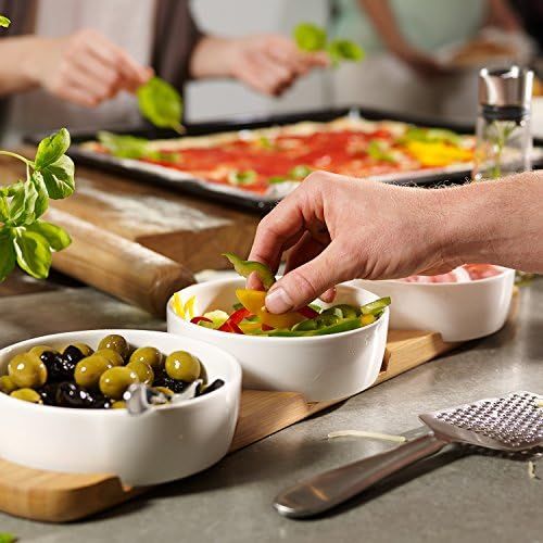  [아마존베스트]Pizza Passion 4 Piece Topping Bowl Set by Villeroy & Boch - Premium Porcelain - Made in Germany - Dishwasher and Microwave Safe Bowls - 18.75 x 4.25 x 2 Inches