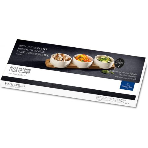  [아마존베스트]Pizza Passion 4 Piece Topping Bowl Set by Villeroy & Boch - Premium Porcelain - Made in Germany - Dishwasher and Microwave Safe Bowls - 18.75 x 4.25 x 2 Inches