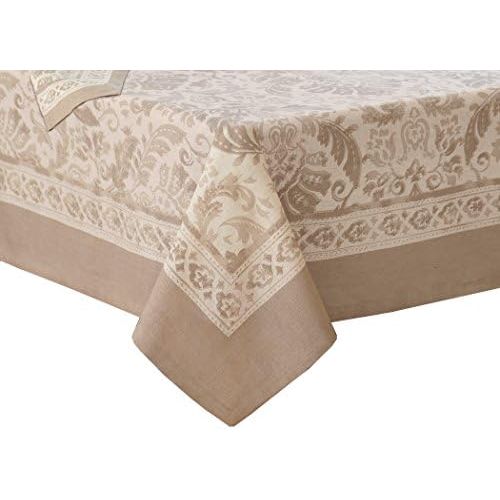  [아마존베스트]Villeroy & Boch Villeroy and Boch Milano Jacaquard Print Cotton Fabric Tablecloth, Taupe