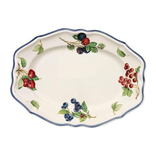  [아마존베스트]Villeroy & Boch 1011152930 Cottage Oval Platter, 11.75 in, White/Colorful