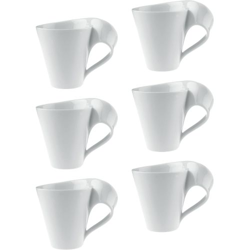  [아마존베스트]New Wave Caffe Coffee Mug Set of 6 by Villeroy & Boch - Premium Porcelain - Made in Germany - Dishwasher and Microwave Safe - Includes Mugs - 11 Ounce Capacity