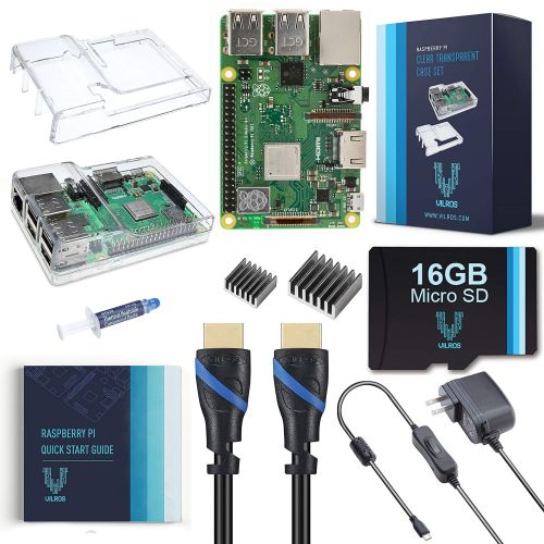  Vilros V-Kits Raspberry Pi 3 B+ (B Plus) Complete Starter Kit (16GB & Clear Case Edition) [Latest Model 2018]