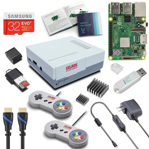  Vilros V-Kits Raspberry Pi 3 Model B+ (B Plus) Retro Arcade Gaming Kit with 2 Classic USB Gamepads [Latest Model 2018]