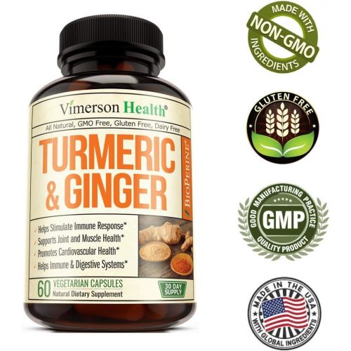  [아마존 핫딜] [아마존핫딜]Vimerson Health Turmeric Curcumin with Ginger and Bioperine. Vegan Joint Pain Relief, Anti-Inflammatory, Antioxidant, Anti-Aging Supplement with 10 milligrams of Black Pepper for Better Absorption