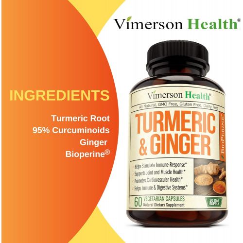  [아마존 핫딜] [아마존핫딜]Vimerson Health Turmeric Curcumin with Ginger and Bioperine. Vegan Joint Pain Relief, Anti-Inflammatory, Antioxidant, Anti-Aging Supplement with 10 milligrams of Black Pepper for Better Absorption