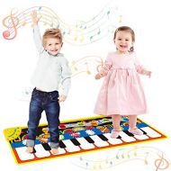 [아마존베스트]Vimpro Musical Piano Mat, Toddler Piano Keyboard Floor Playmat Childrens Kids Musical Mats Kids Tunes Playmat Walking Music Toys for Baby Girls 43.3 X14.2