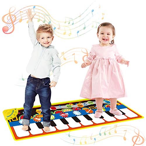  [아마존베스트]Vimpro Musical Piano Mat, Toddler Piano Keyboard Floor Playmat Childrens Kids Musical Mats Kids Tunes Playmat Walking Music Toys for Baby Girls 43.3 X14.2