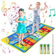 [아마존베스트]Vimpro Kids Musical Mats, Musical Piano Mat 19 Keys Keyboard Play Mat Children Foot Touch Play for Kids Baby Girls Boys Educational Toy - 50.7 X18.9, Blue