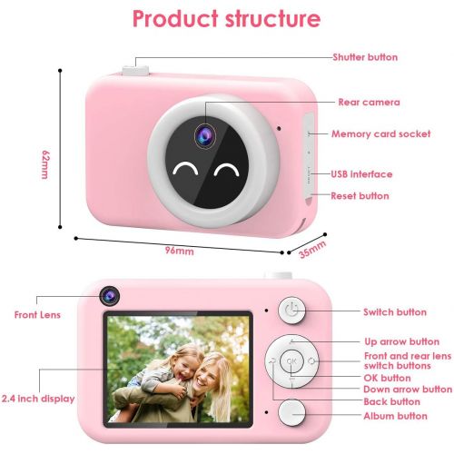  [아마존베스트]Vimpro Kids Camera, Newest 1080P HD Digital Dual Cameras with 32GB SD Card, Toddler Selfie Video Recorder Toy for 4-12 Year Old Girls (Pink)