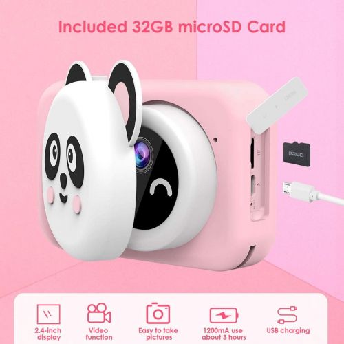  [아마존베스트]Vimpro Kids Camera, Newest 1080P HD Digital Dual Cameras with 32GB SD Card, Toddler Selfie Video Recorder Toy for 4-12 Year Old Girls (Pink)