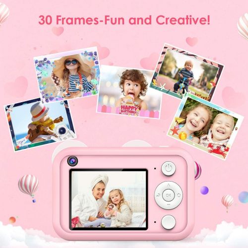  [아마존베스트]Vimpro Kids Camera, Newest 1080P HD Digital Dual Cameras with 32GB SD Card, Toddler Selfie Video Recorder Toy for 4-12 Year Old Girls (Pink)