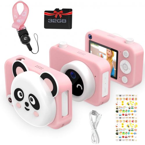  [아마존베스트]Vimpro Kids Camera, Newest 1080P HD Digital Dual Cameras with 32GB SD Card, Toddler Selfie Video Recorder Toy for 4-12 Year Old Girls (Pink)