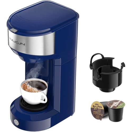  Vimukun Single Serve Coffee Maker Coffee Brewer for K-Cup Single Cup Capsule and Ground Coffee, Single Cup Coffee Makers with 6 to 14oz Reservoir, Mini Size (Blue)