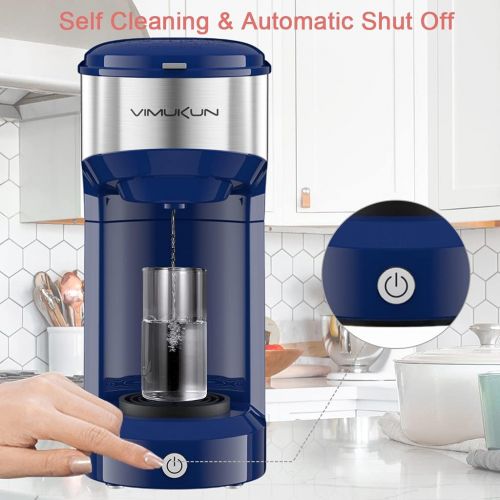  Vimukun Single Serve Coffee Maker Coffee Brewer for K-Cup Single Cup Capsule and Ground Coffee, Single Cup Coffee Makers with 6 to 14oz Reservoir, Mini Size (Blue)