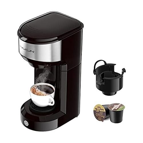  Vimukun Single Serve Coffee Maker Coffee Brewer for K-Cup Single Cup Capsule and Ground Coffee, Single Cup Coffee Makers with 6 to 14oz Reservoir, Mini Size