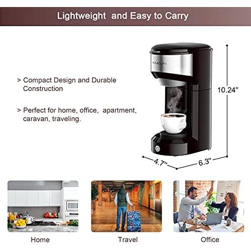  Vimukun Single Serve Coffee Maker Coffee Brewer for K-Cup Single Cup Capsule and Ground Coffee, Single Cup Coffee Makers with 6 to 14oz Reservoir, Mini Size