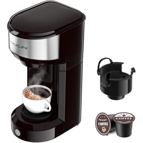  Vimukun Single Serve Coffee Maker Coffee Brewer for K-Cup Single Cup Capsule and Ground Coffee, Single Cup Coffee Makers with 6 to 14oz Reservoir, Mini Size