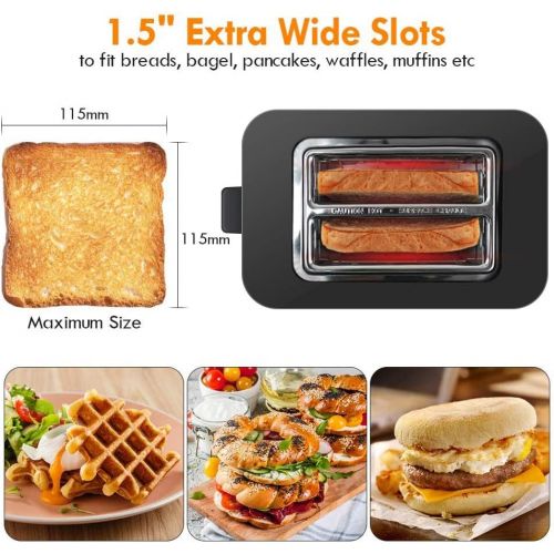 [아마존베스트]VIMUKUN 2 Slice Toaster Stainless Steel Bread Toasters 7 Toasting Browning Shade Settings with Extra Wide Slot and Removable Crumb Tray, Bagel/Cancel/Gluten Free/Reheat Function, 900 Watt,