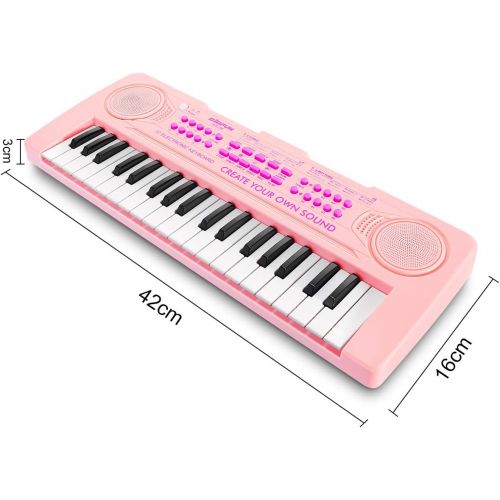  [아마존베스트]Vimzone Kids Piano Keyboard, 37Keys Multi-Function Musical Instrument Piano Toy, Electronic Keyboard for 2 3 4 5 Years Old Toddlers Children Beginner (Pink)