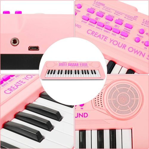  [아마존베스트]Vimzone Kids Piano Keyboard, 37Keys Multi-Function Musical Instrument Piano Toy, Electronic Keyboard for 2 3 4 5 Years Old Toddlers Children Beginner (Pink)