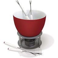 [아마존베스트]Vin Bouquet FIH 022 - Ceramic chocolate/cheese fondue, includes candle, 4 dipping forks, stainless steel stand, colours: white and red